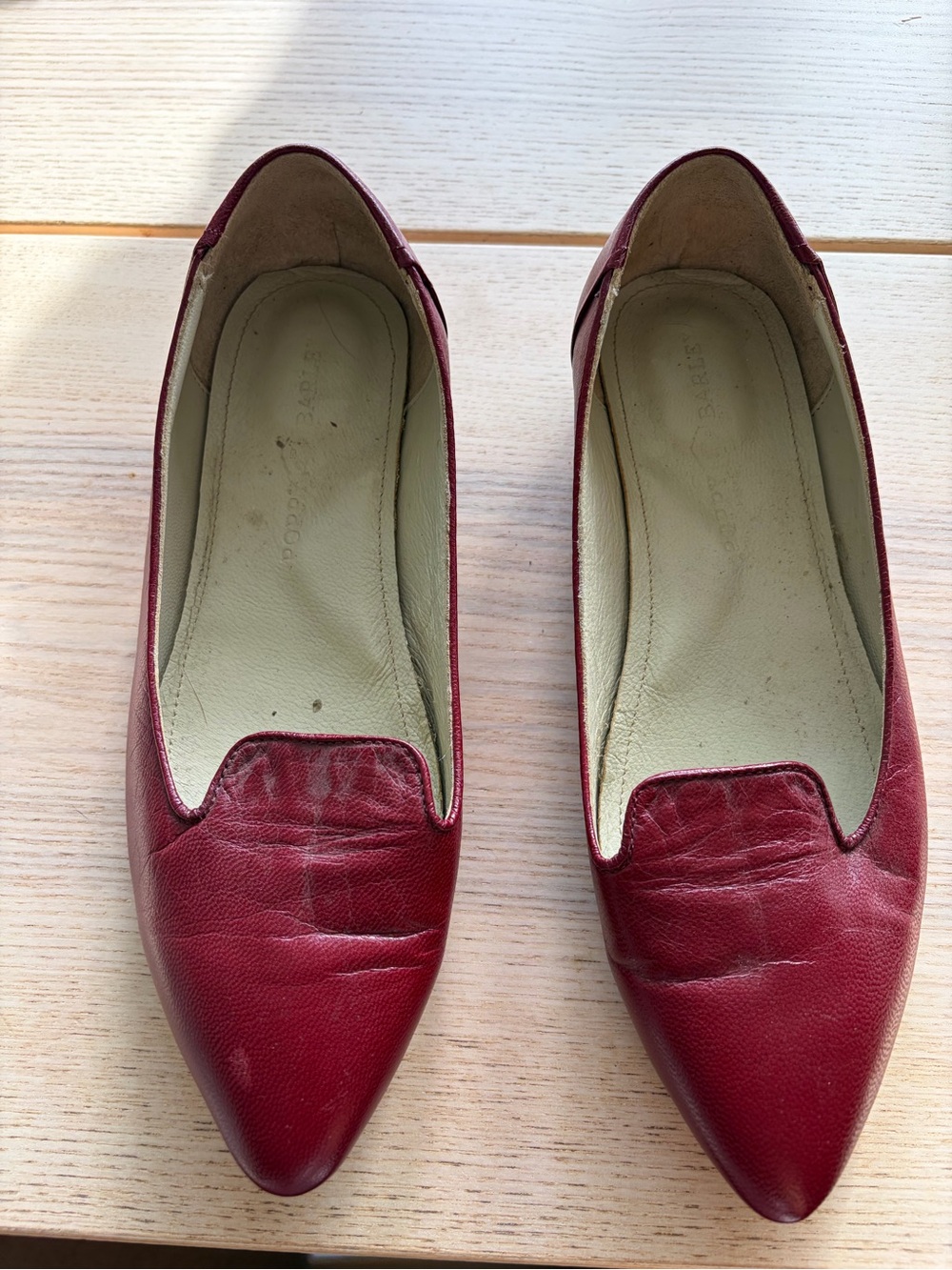 Poppy barley Pointed-Toe Leather Flats in Burgundy - Loafers